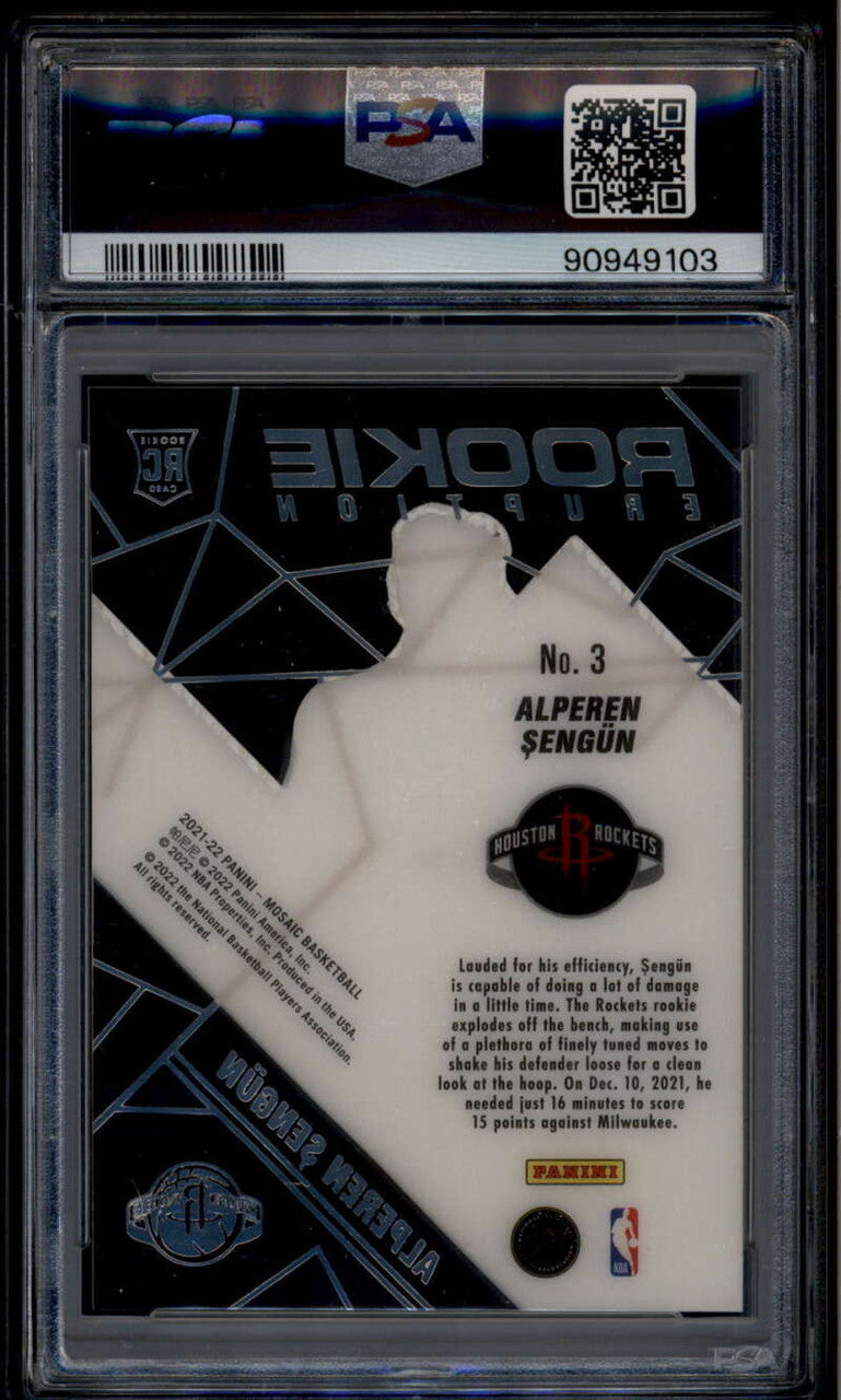 2021-22 Panini Mosaic Rookie Eruption 3 Alperen Sengun Rookie PSA 10 GEM MT