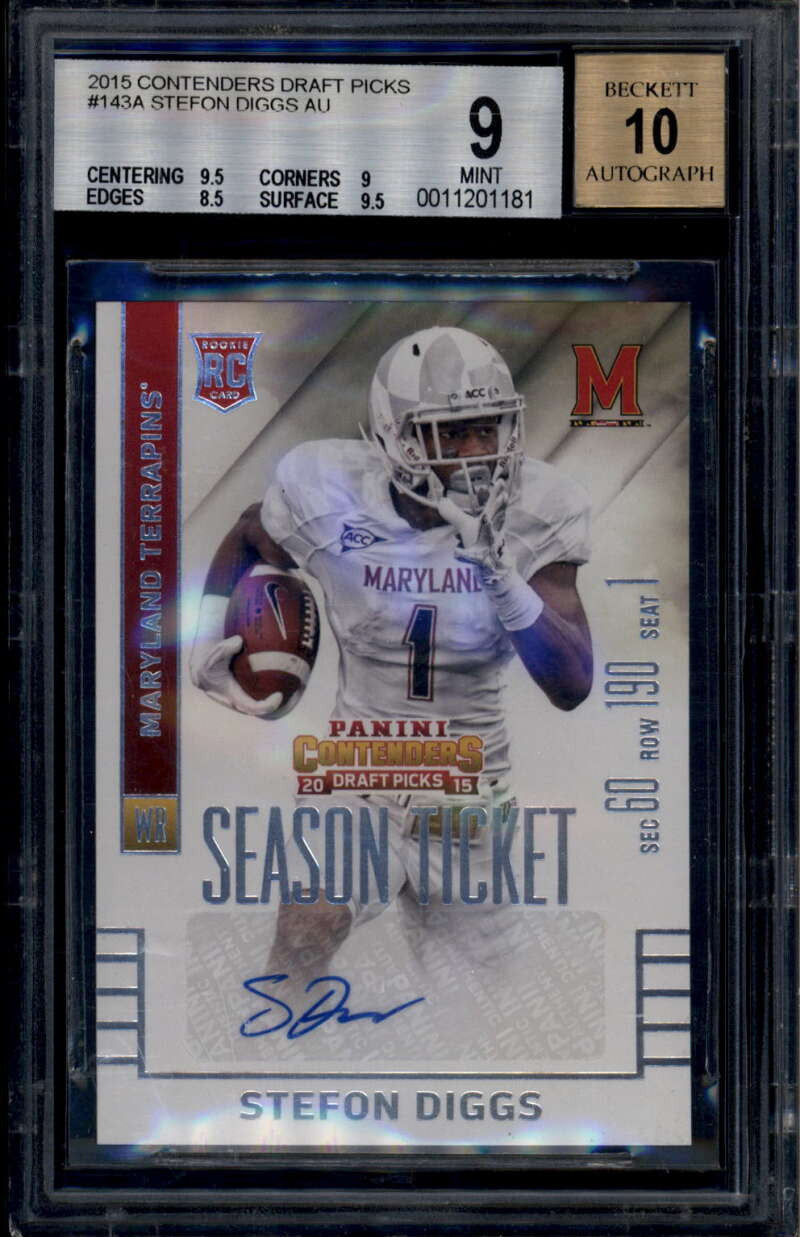 SOLD 176215 2015 Panini Contenders Draft Picks 143a Stefon Diggs Rookie Auto BGS 9 MINT 10