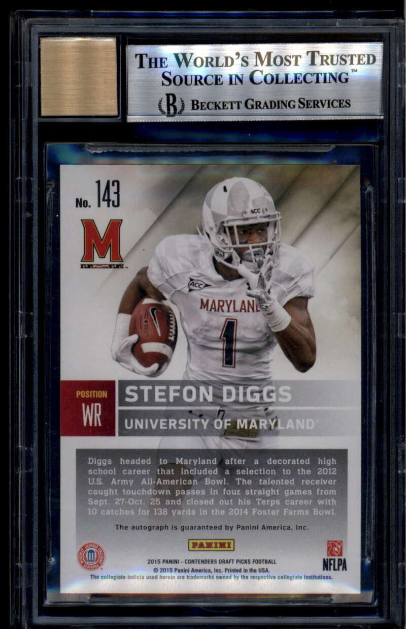 SOLD 176215 2015 Panini Contenders Draft Picks 143a Stefon Diggs Rookie Auto BGS 9 MINT 10