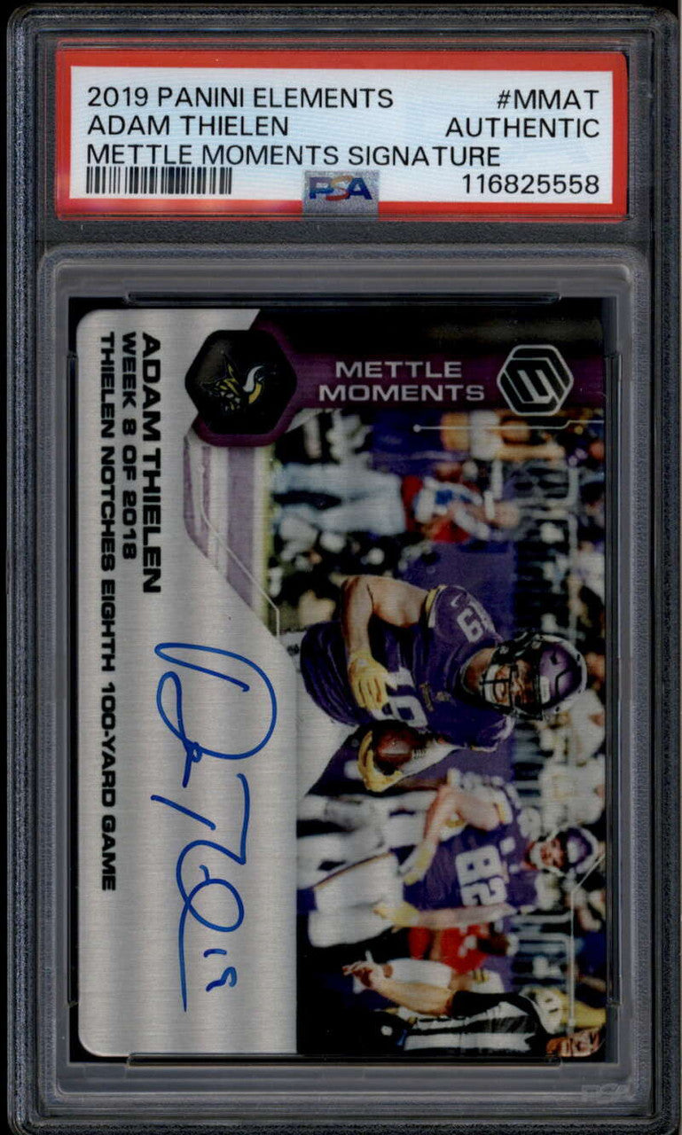 2019 Panini Elements Mettle Moments Signatures 25 Adam Thielen Auto 15/25 PSA