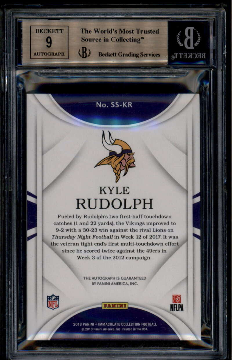 2018 Immaculate Collection Shadowbox Autographs Kyle Rudolph Auto 17/99 BGS 9.5