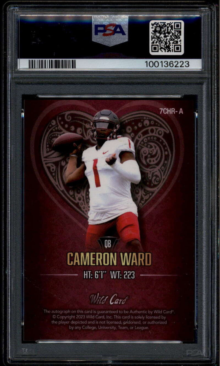 2023 Wild Card 7 Card Studs Heart Sparkle Cam Ward Rookie Auto 3/3 PSA 9 MINT