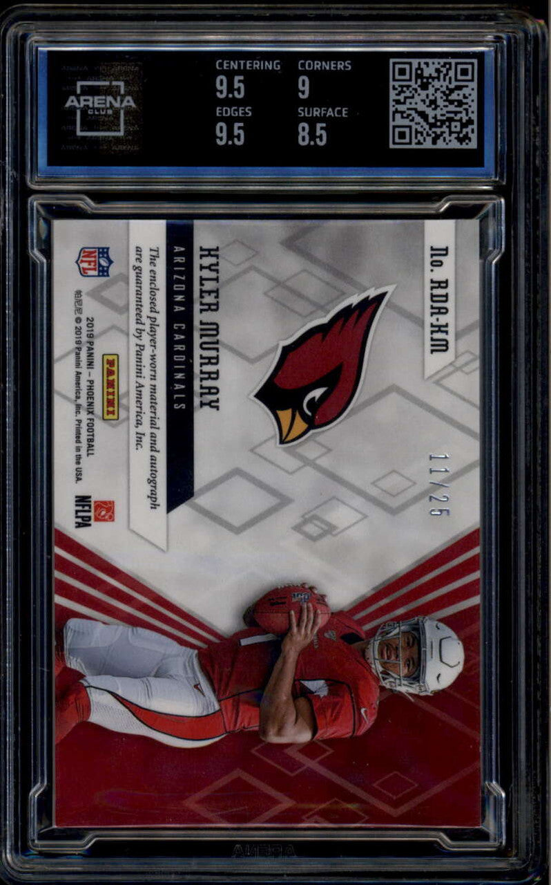 2019 Panini Phoenix Rookie Premiere Kyler Murray RC Dual Patch Auto /25 ARENA 9