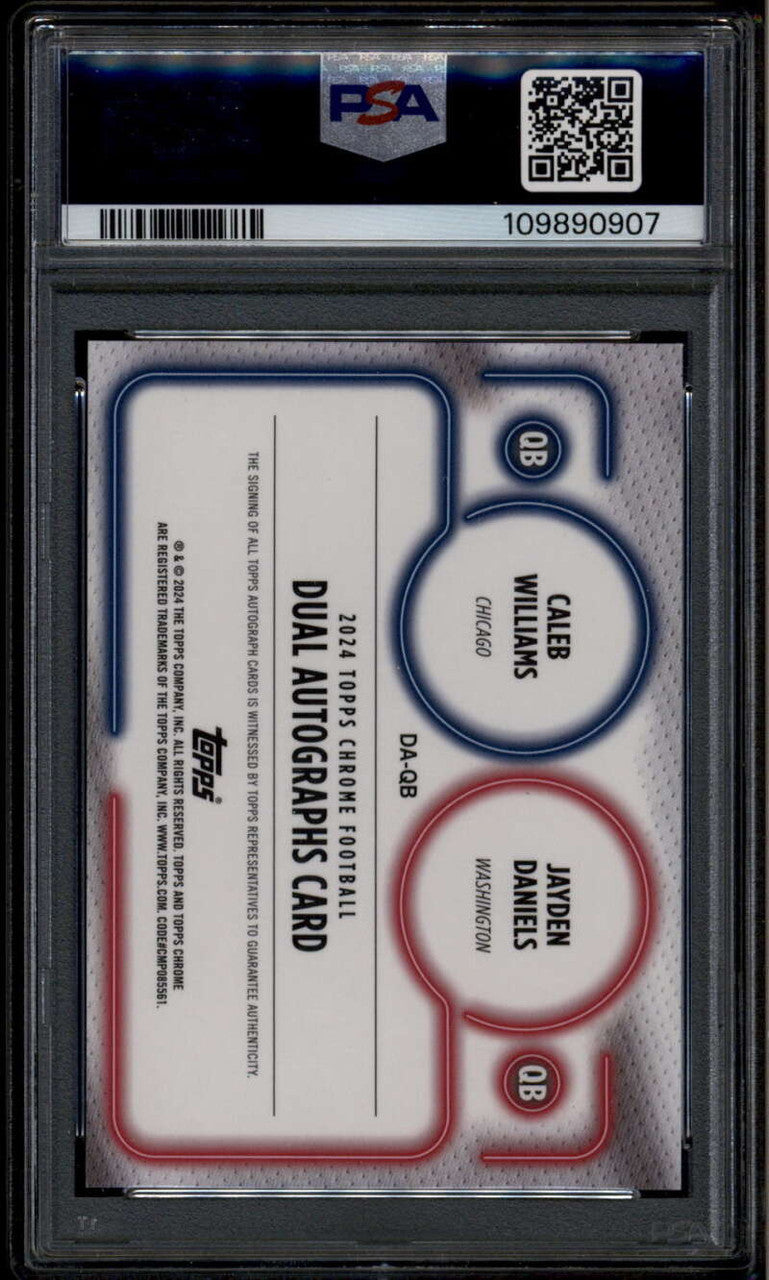 SOLD 176254 2024 Topps Chrome Dual Autographs Jayden Daniels Caleb Williams RC Auto PSA 10