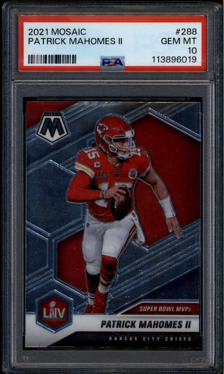 DELETE 176257 2021 Panini Mosaic 288 Patrick Mahomes II MVP Psa 10 GEM MT