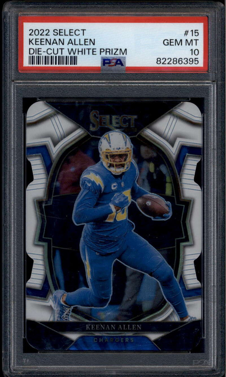 2022 Select Prizm White Die Cut Refractor 15 Keenan Allen 70/99 PSA 10 GEM MT
