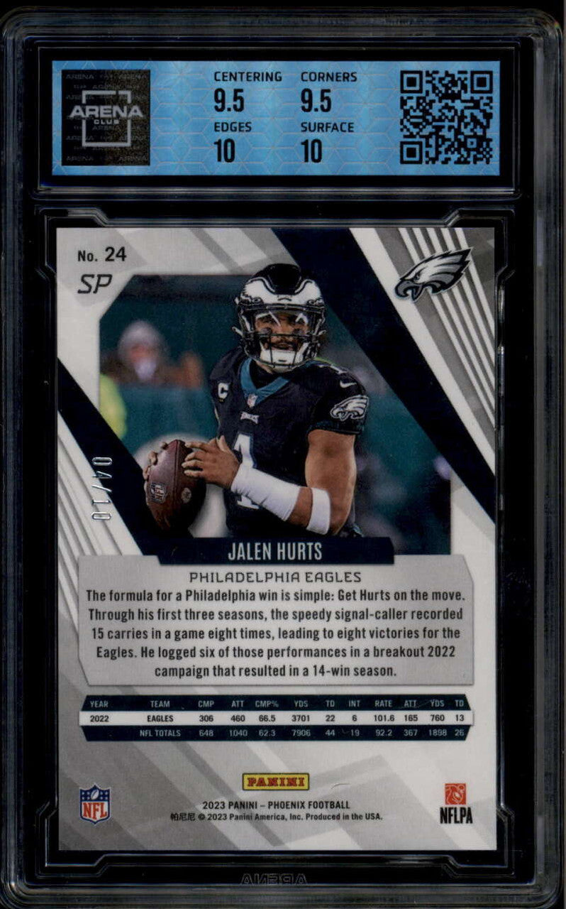 2023 Panini Phoenix SP Black 24 Jalen Hurts 4/10 ARENA 10 GEM MINT