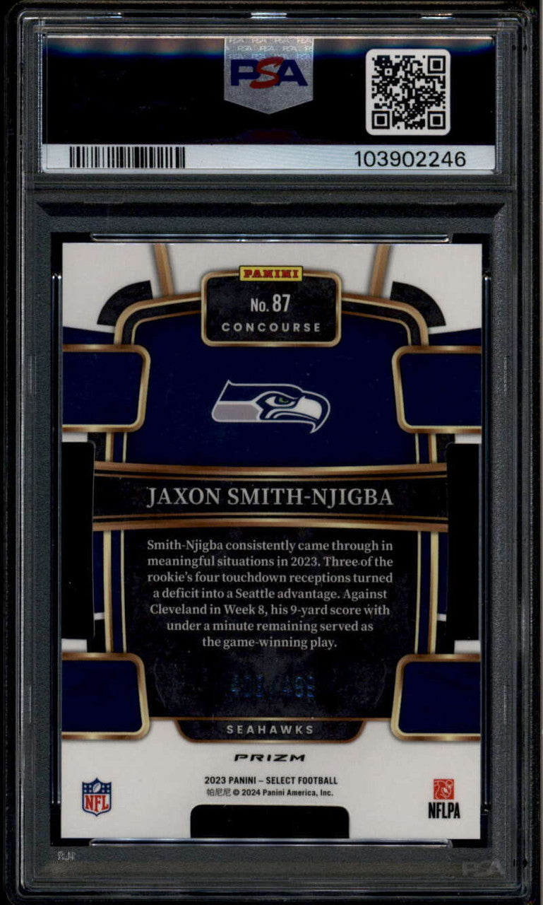 DELETE 176272 2023 Select Prizm Orange Die Cut 87 Jaxon Smith-Njigba Rookie 408/499 PSA 9