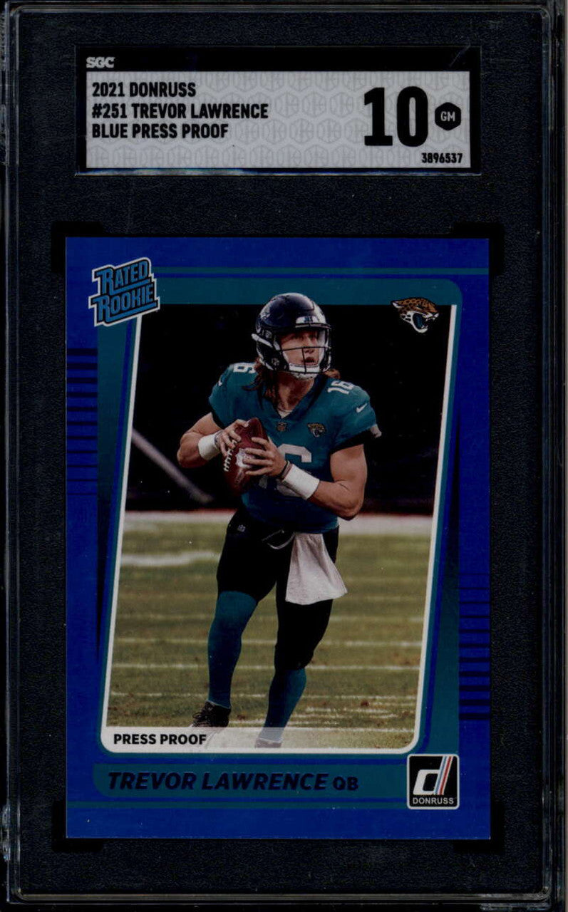 2021 Donruss Press Proof Blue 251 Trevor Lawrence RR Rated Rookie SGC 10 GM