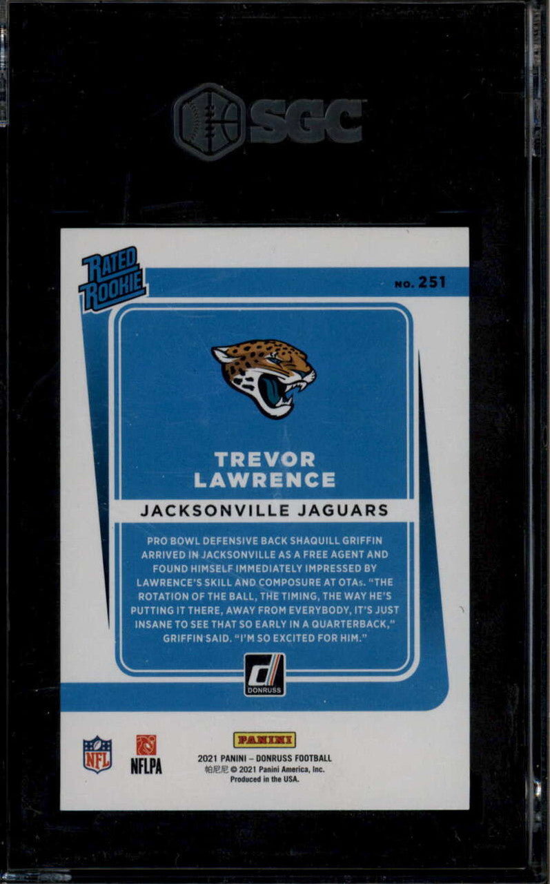 2021 Donruss Press Proof Blue 251 Trevor Lawrence RR Rated Rookie SGC 10 GM