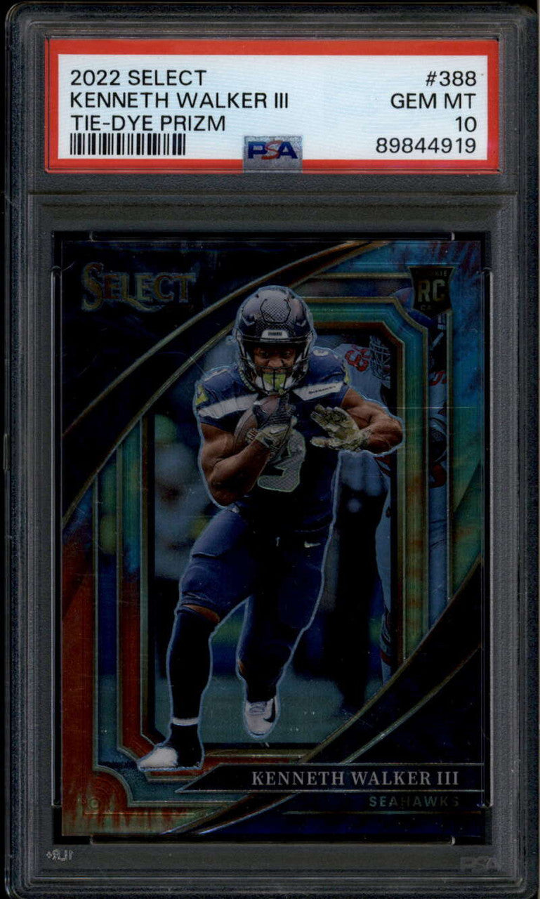 2022 Select Prizm Tie Dye Refractor 388 Kenneth Walker III Rookie 22/25 PSA 10