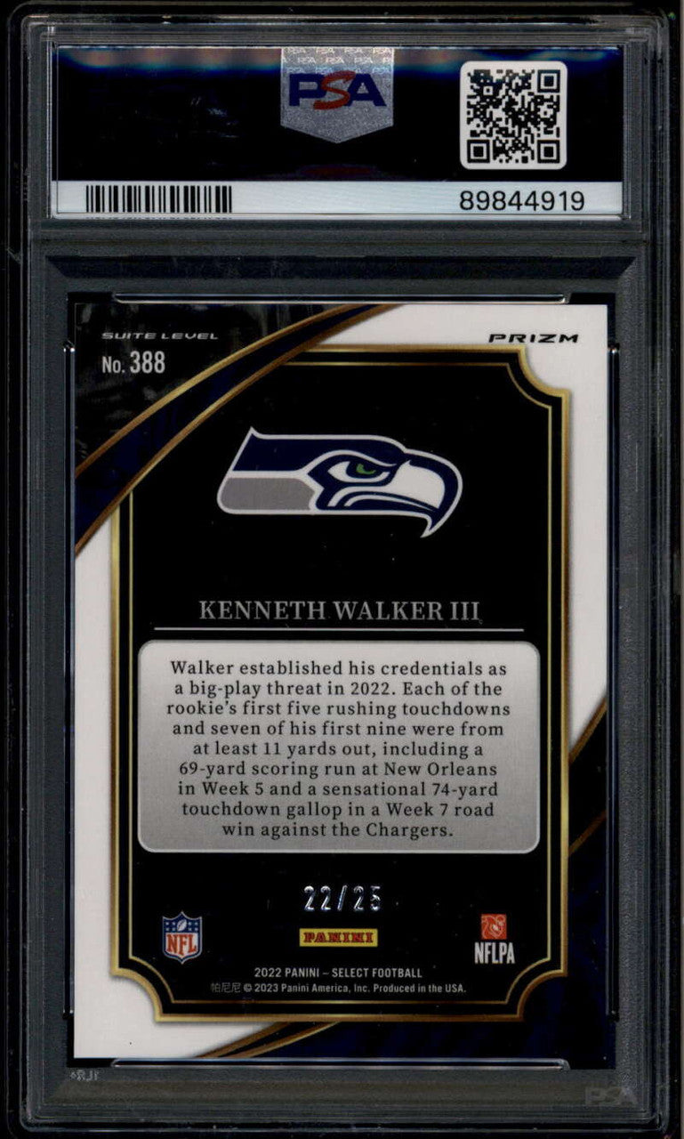 2022 Select Prizm Tie Dye Refractor 388 Kenneth Walker III Rookie 22/25 PSA 10