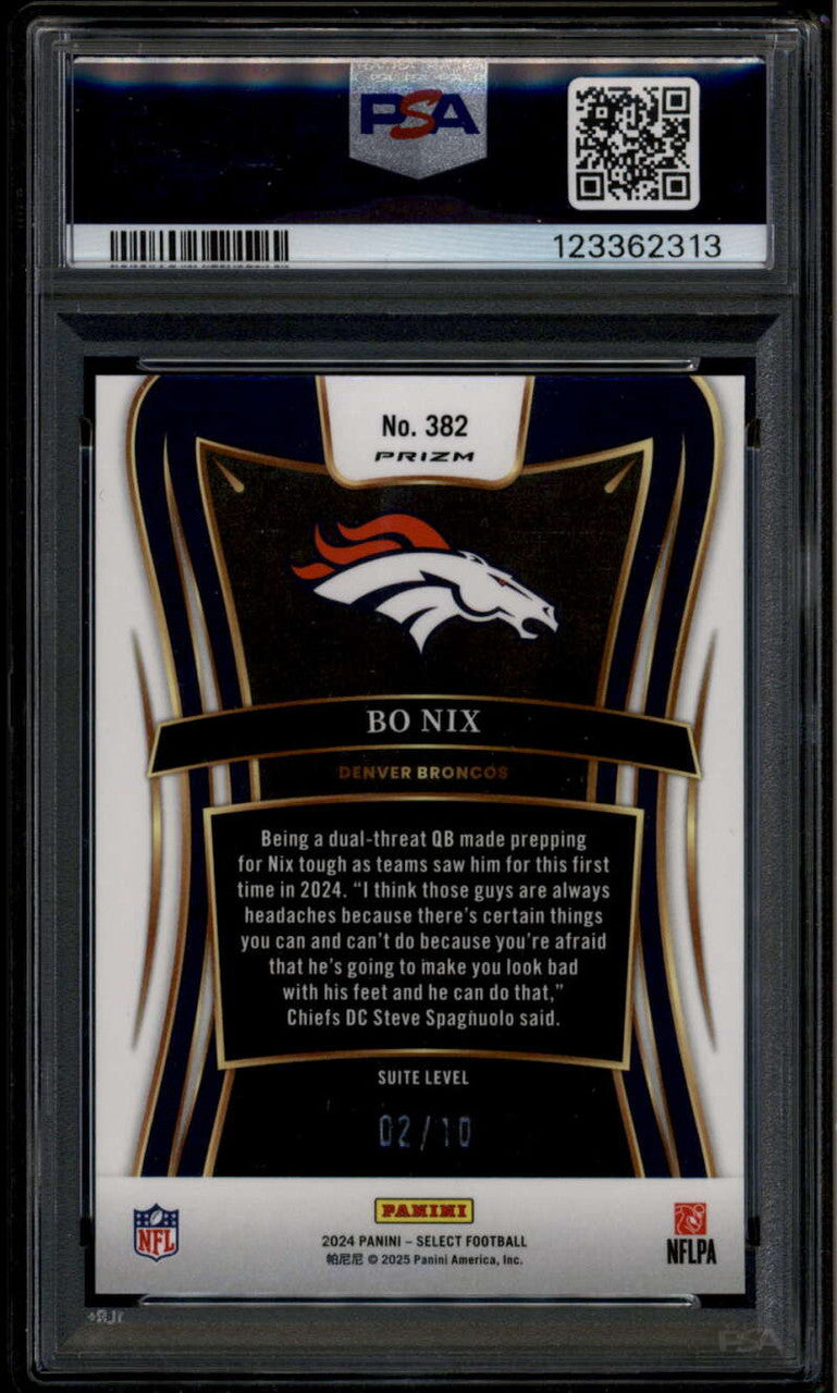 2024 Select Prizm Gold Dragon Scale Refractor 382 Bo Nix RC 2/10 Suite PSA 10