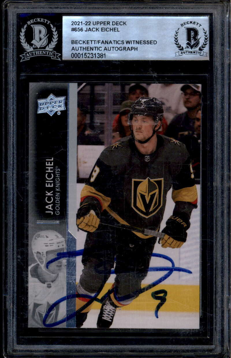 2021-22 Upper Deck 656 Jack Eichel BAS Beckett Fanatics Witnessed Authentic Auto