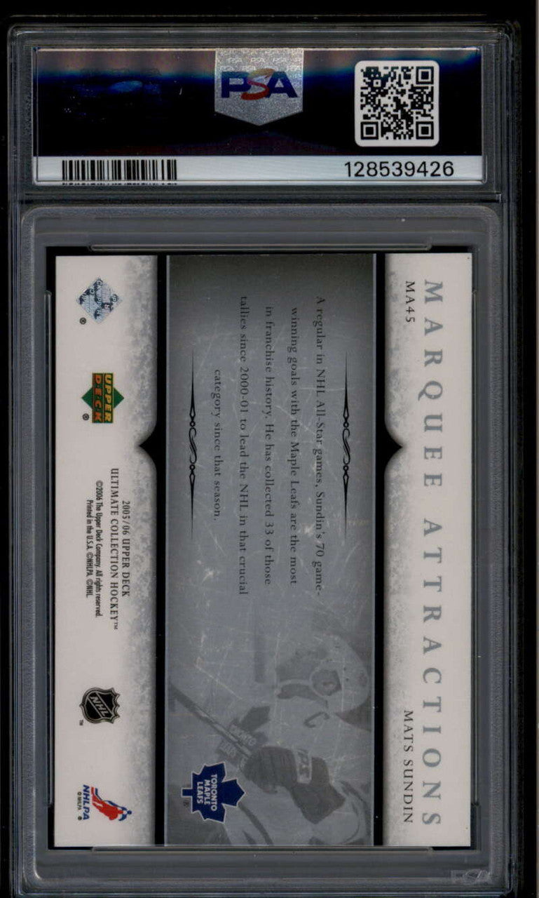2005-06 Ultimate Collection Marquee Attractions ma45 Mats Sundin 81/250 PSA 10