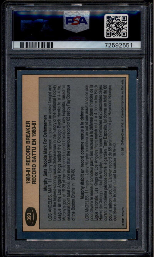 1981-82 O-Pee-Chee 393 Larry Murphy RB Rookie Record Breaker PSA 9 MINT