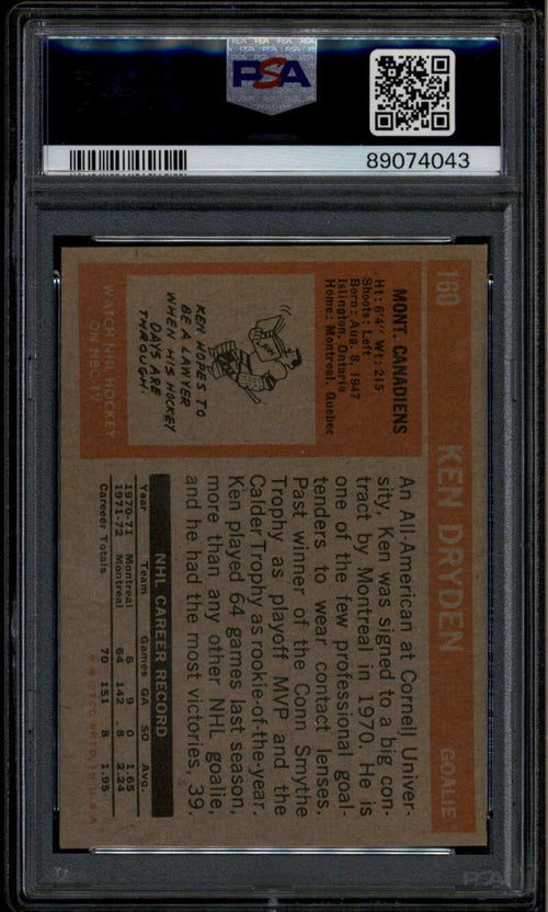 1972-83 Topps 160 Ken Dryden PSA 6 EX-MT