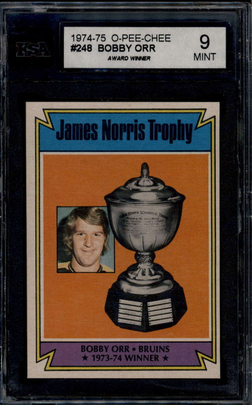 1974-75 Topps 248 Bobby Orr Norris Award Winner KSA 9 MINT
