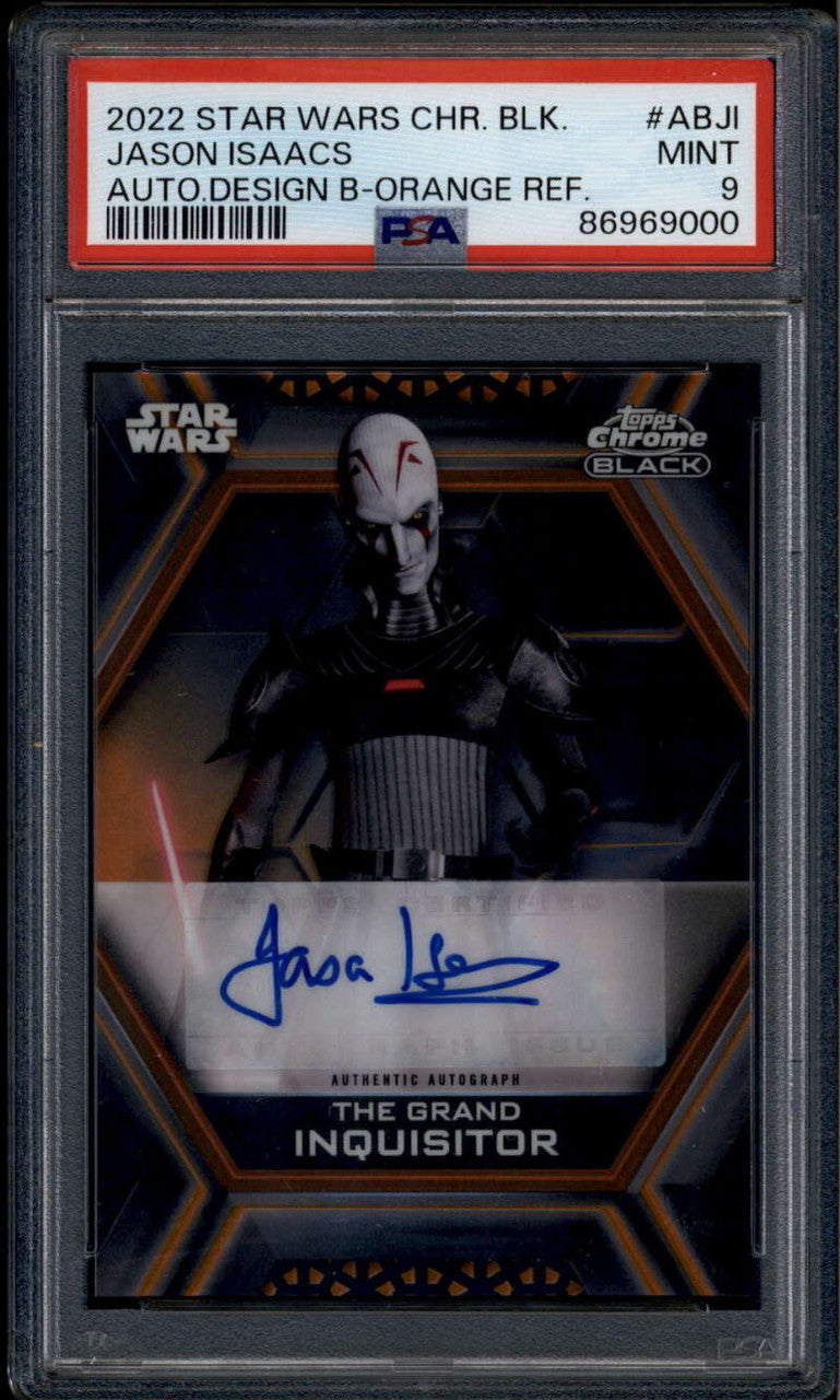 2022 Topps Chrome Black Star Wars Orange Refractor Jason Isaacs Auto 7/25 PSA 9