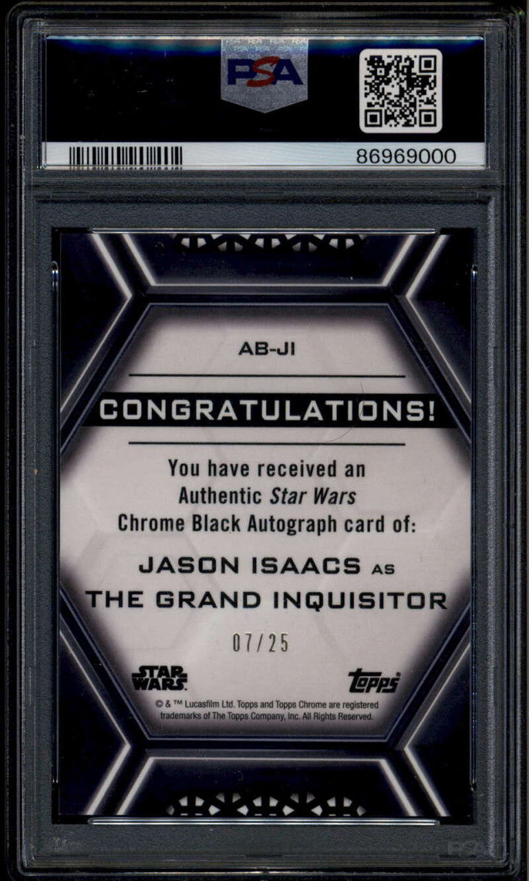 2022 Topps Chrome Black Star Wars Orange Refractor Jason Isaacs Auto 7/25 PSA 9