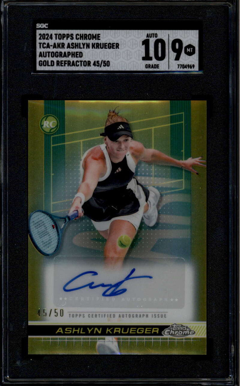 SOLD 176352 2024 Topps Chrome Autographs Gold Refractor Ashlyn Krueger Auto 45/50 SGC 9