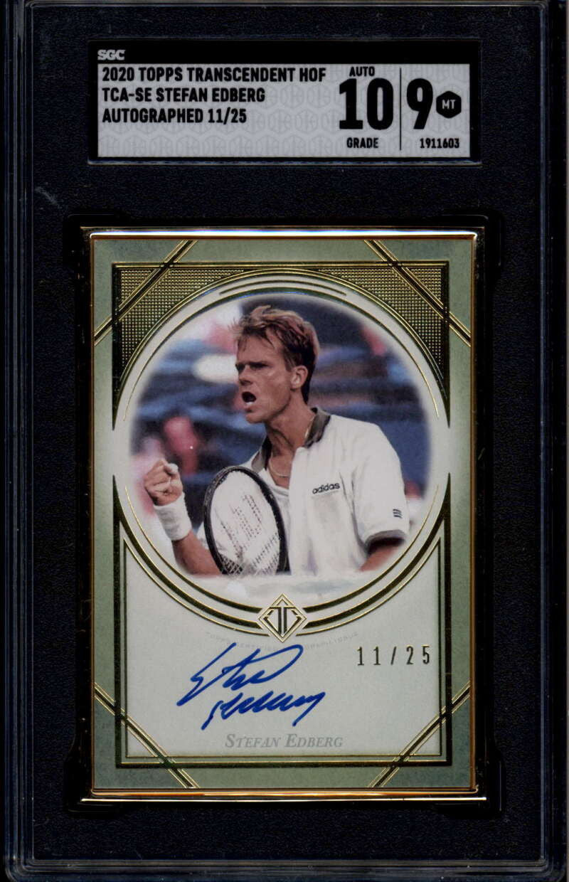 2020 Topps Transcendent Hall of Fame Framed TCASE Stefan Edberg Auto 11/25 SGC 9