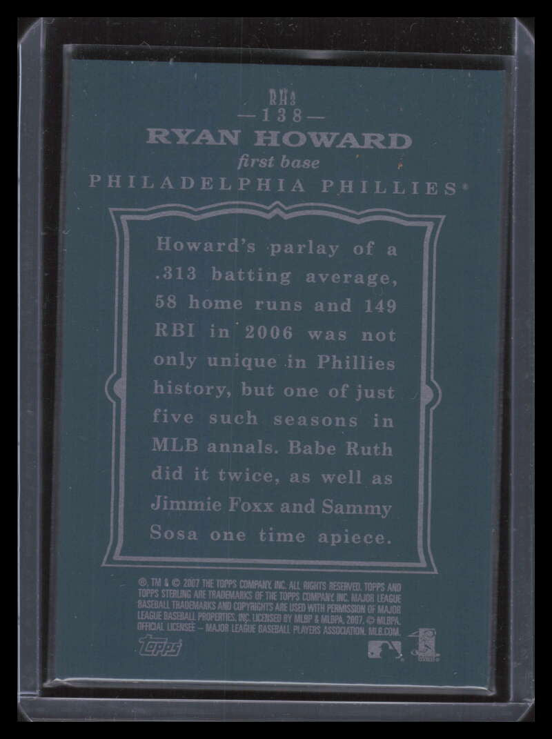 2007 Topps Sterling 138 Ryan Howard 10/250