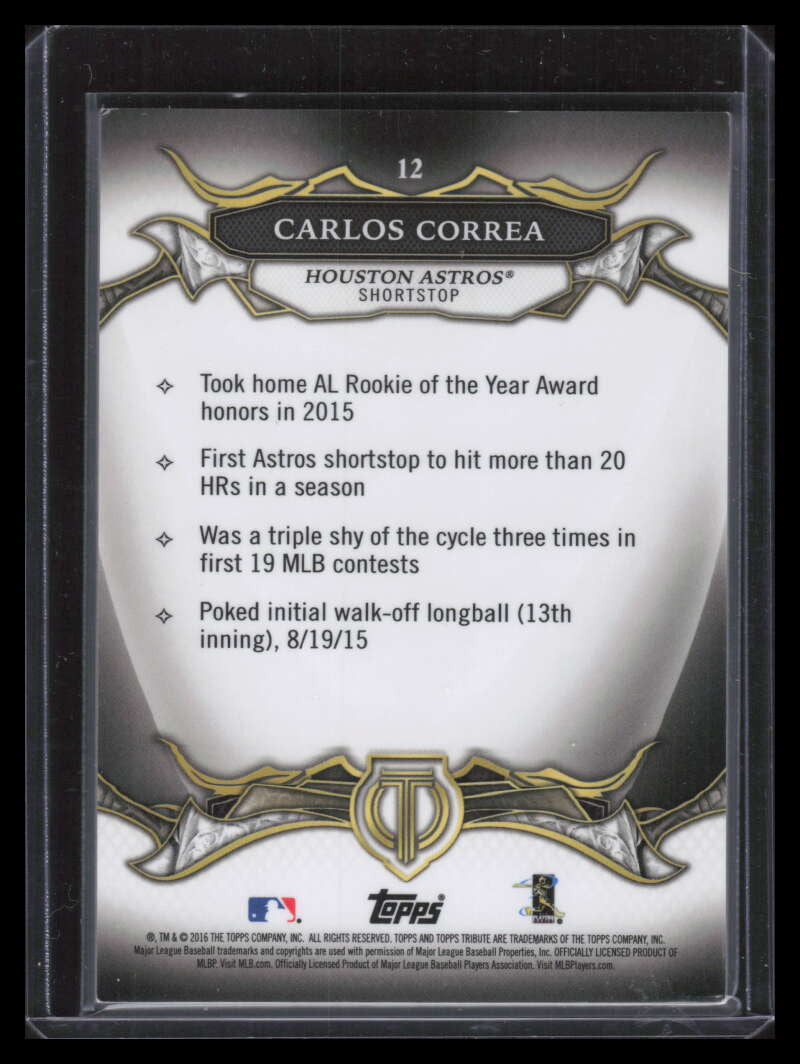 2016 Topps Tribute Green 12 Carlos Correa 14/99