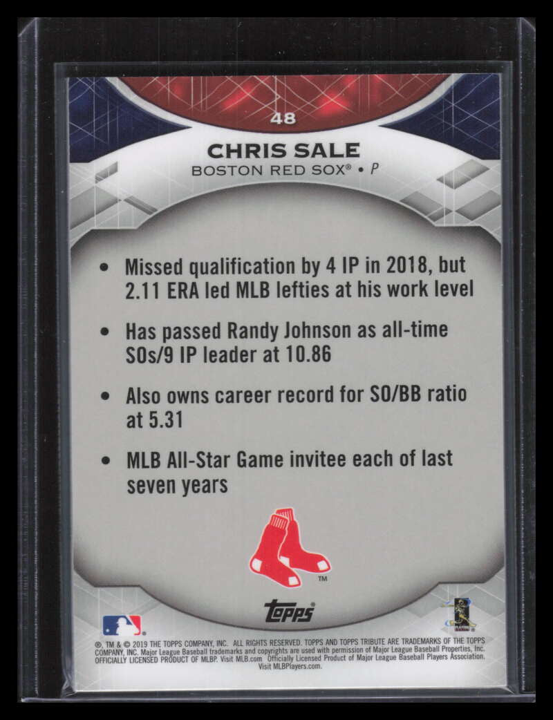 2019 Topps Tribute Purple 48 Chris Sale 2/50