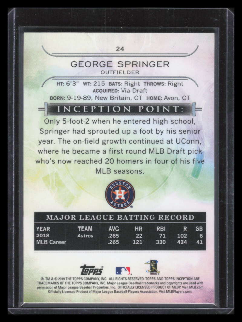 2019 Topps Inception Magenta 24 George Springer 98/99