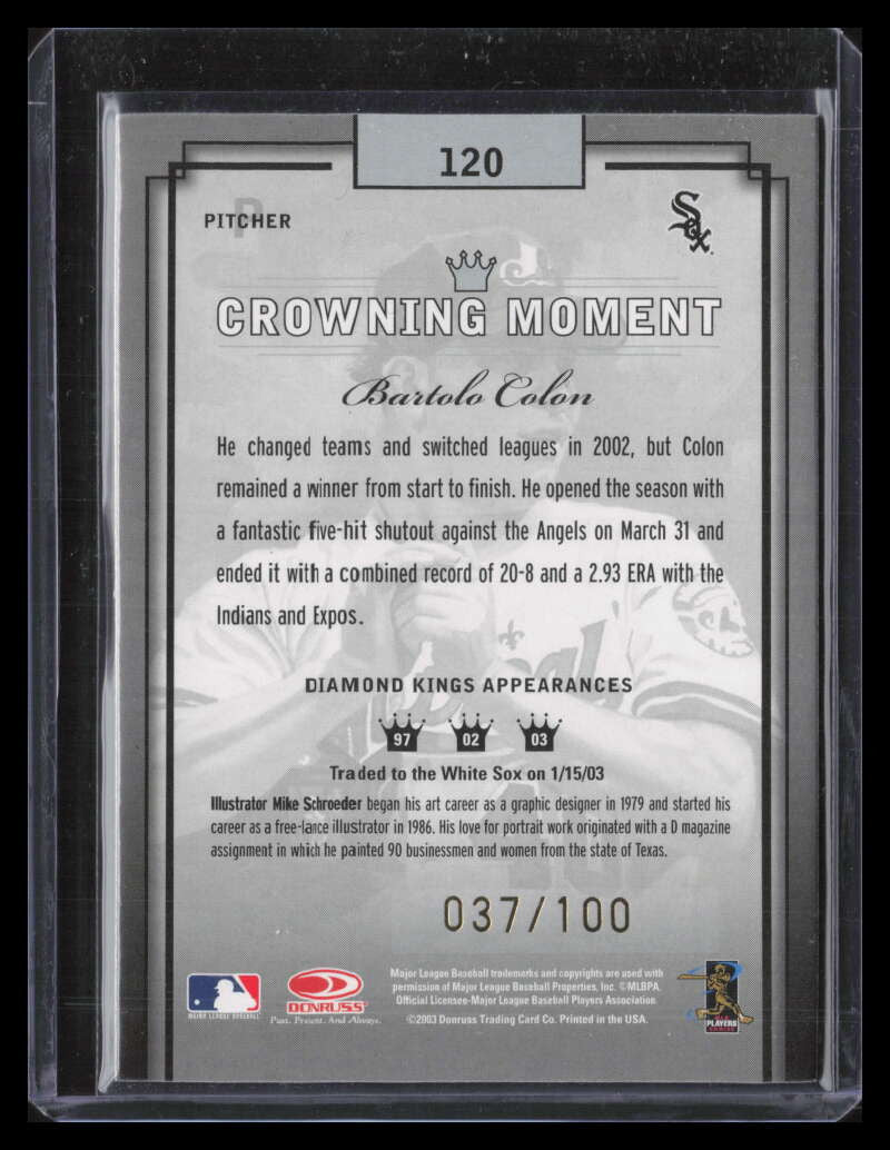 2003 Diamond Kings Gold Foil 120 Bartolo Colon 37/100