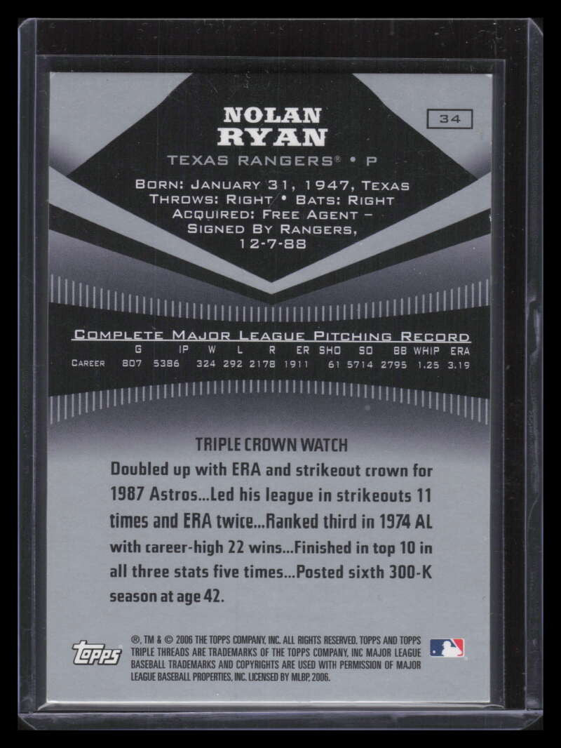 2006 Topps Triple Threads 34 Nolan Ryan HOF Hall of Fame 153268