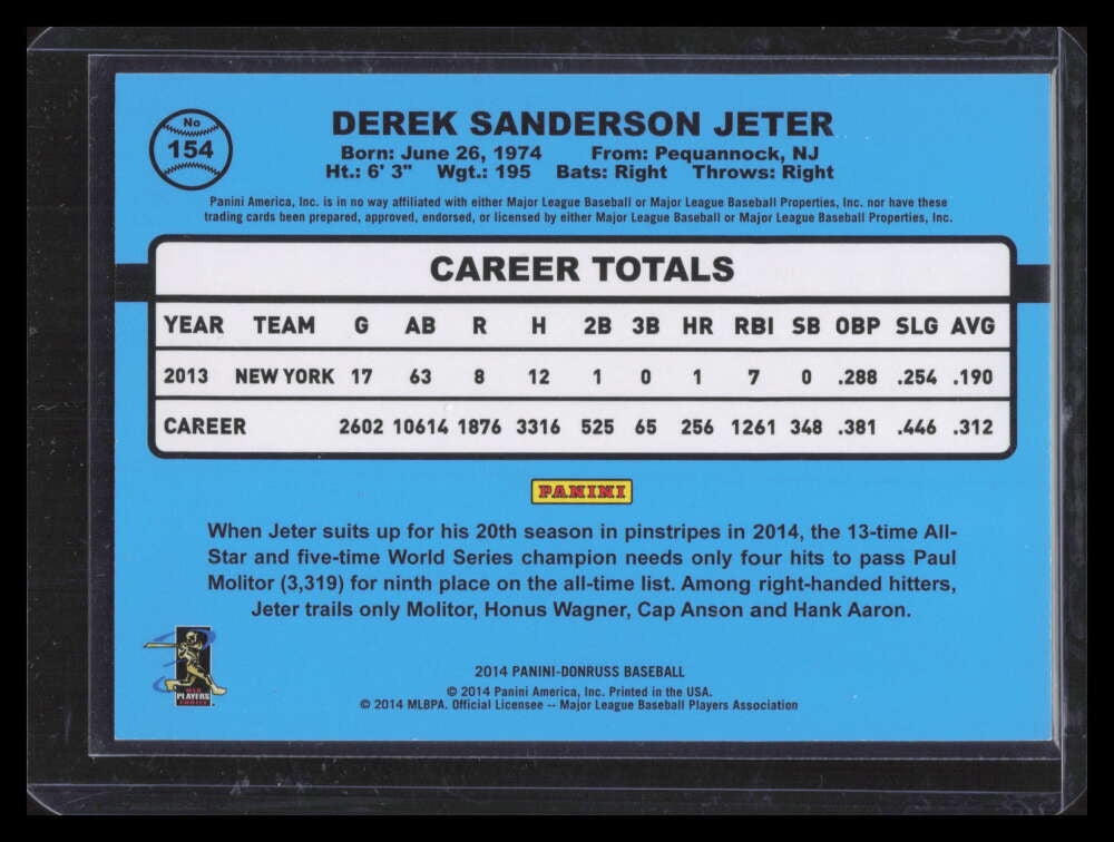 2014 Donruss Stat Line Career 154 Derek Jeter 110/400