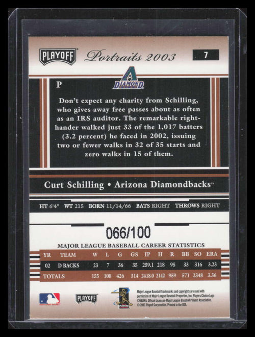 2003 Playoff Portraits Bronze 7 Curt Schilling 66/100