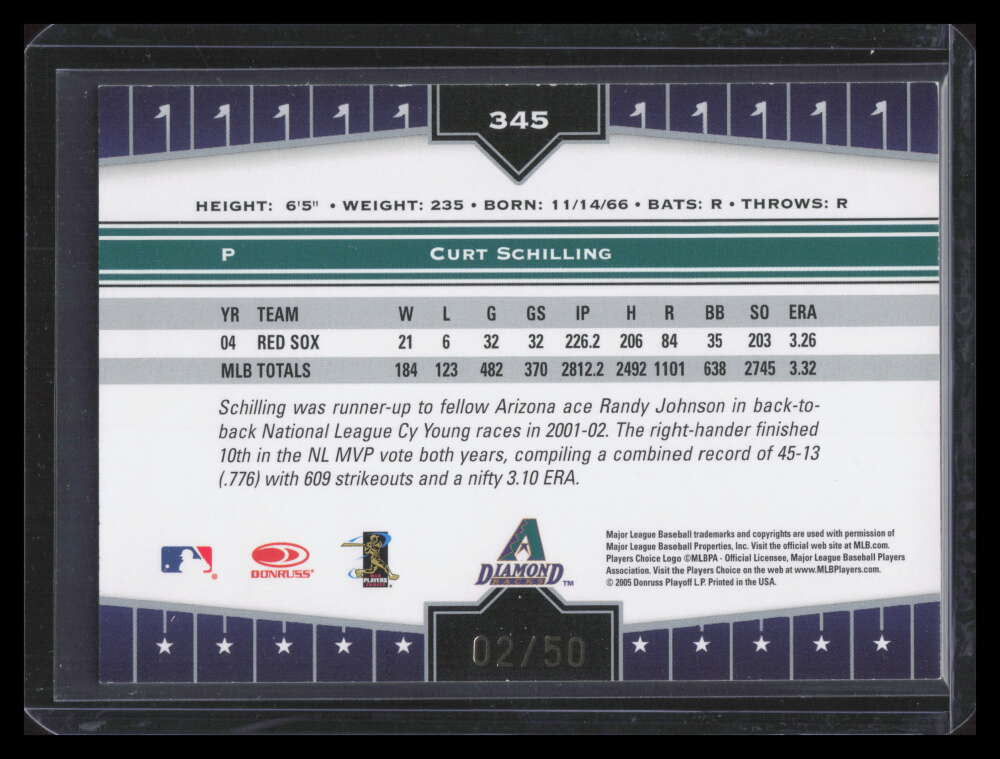 2005 Donruss Champions Impressions Gold 345 Curt Schilling 2/50