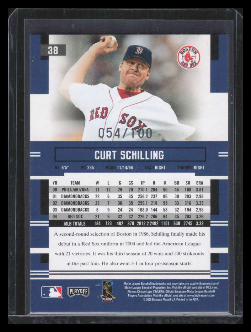 SOLD 178346 2005 Playoff Prestige Xtra Bases Purple 38 Curt Schilling 54/100