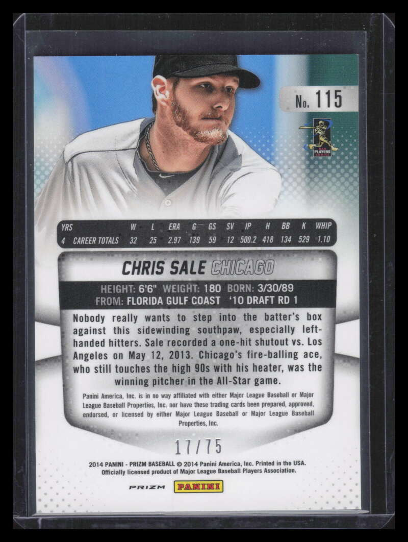 2014 Panini Prizm Prizms Blue Mojo Refractor 115 Chris Sale 17/75