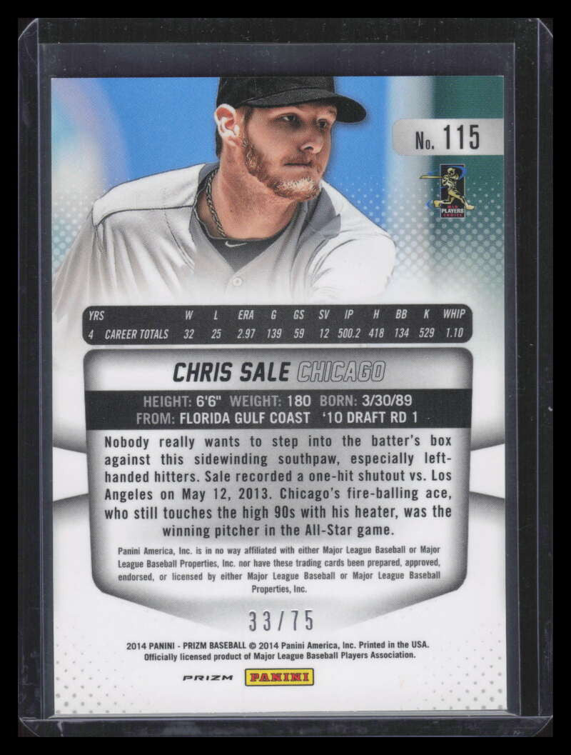 2014 Panini Prizm Prizms Blue Mojo Refractor 115 Chris Sale 33/75