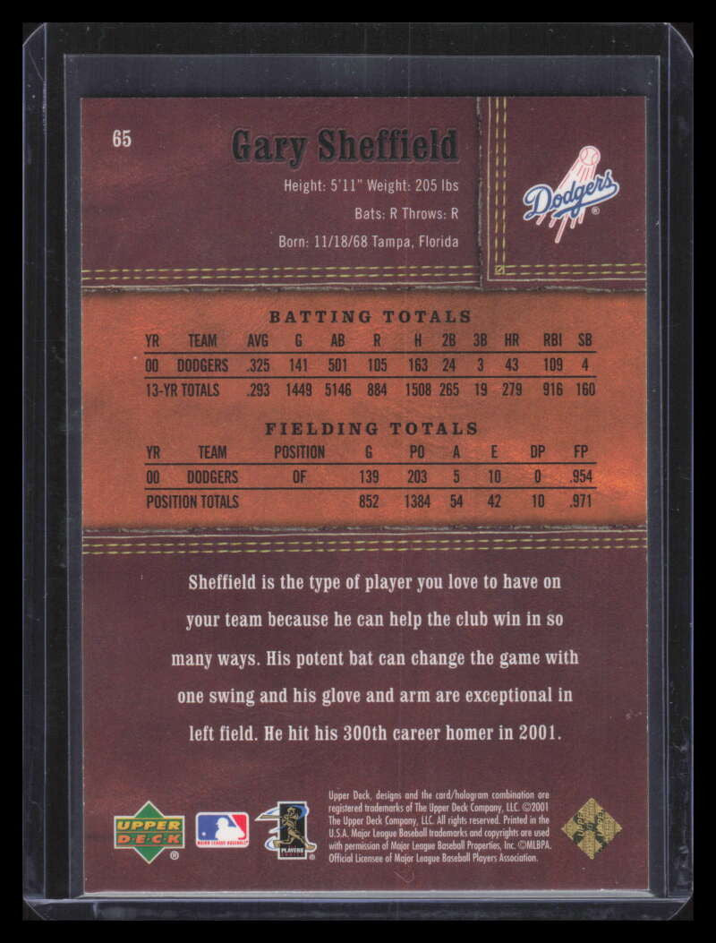 2001 Upper Deck Gold Glove Limited 65 Gary Sheffield 40/100