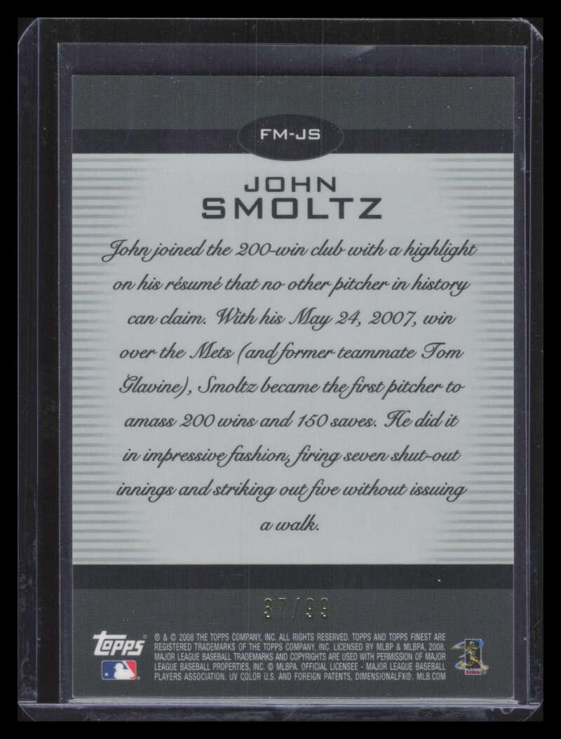 2008 Finest Finest Moments Black Refractor JS John Smoltz 37/99
