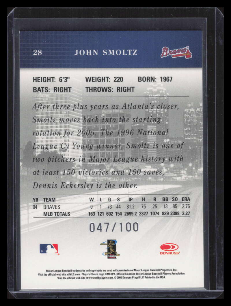 2005 Studio Proofs Silver 28 John Smoltz 47/100