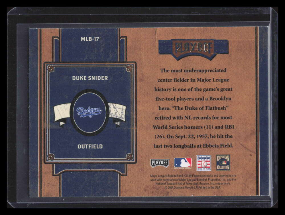 2004 Prime Cuts II MLB Icons mlb17 Duke Snider Dgr 29/50