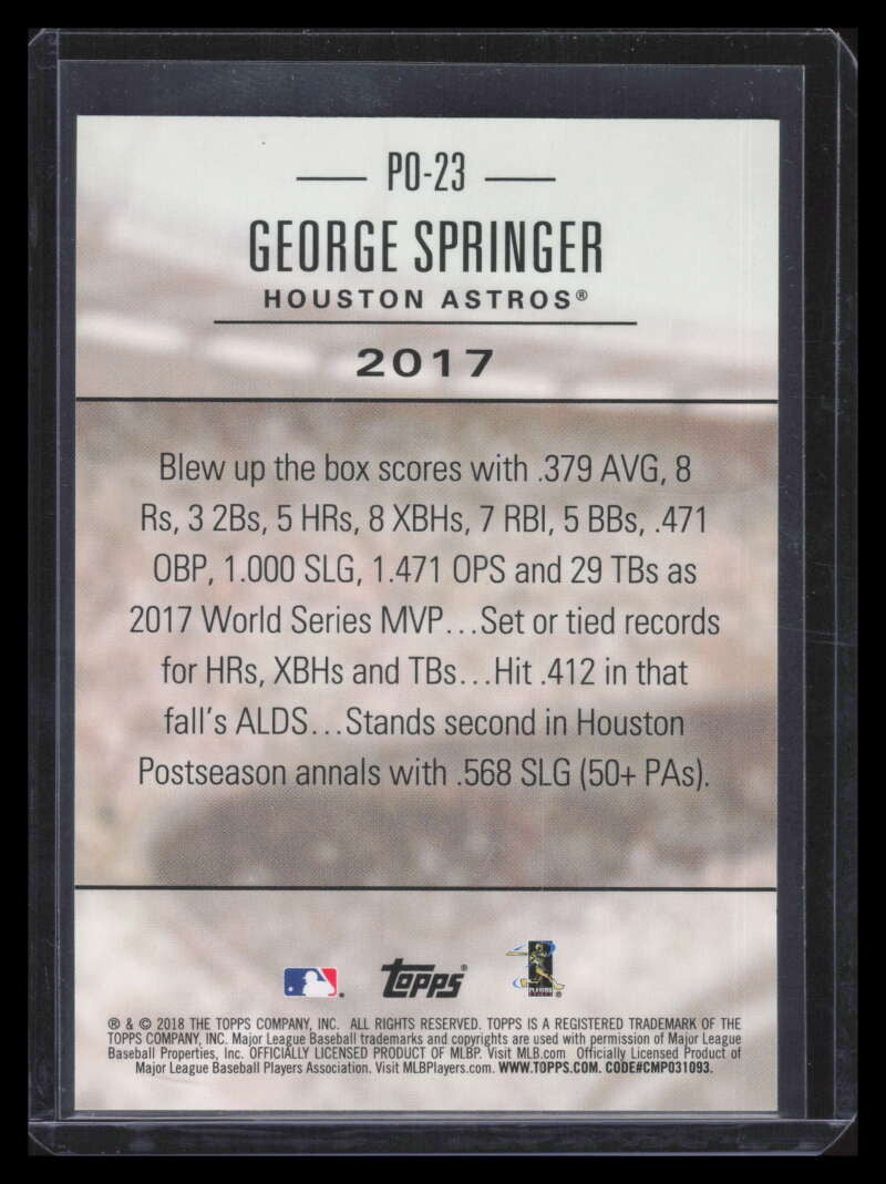 2018 Topps Update Postseason Preeminence Gold po23 George Springer 49/50