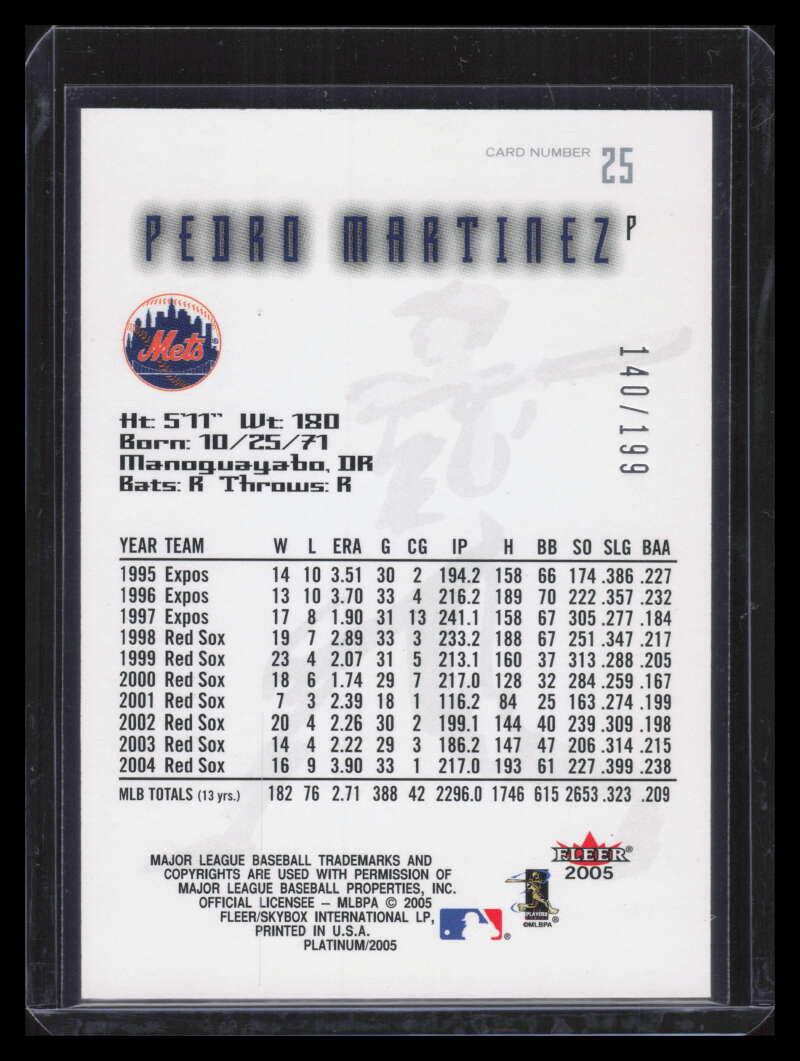 2005 Fleer Platinum Finish 25 Pedro Martinez 140/199
