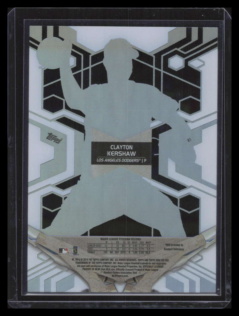 2019 Topps High Tek White 81 Clayton Kershaw