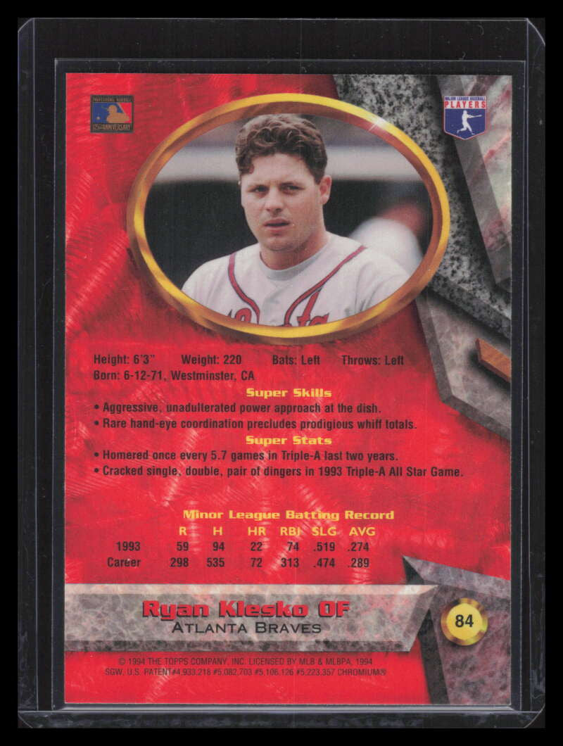 1994 Bowman's Best Refractor r84 Ryan Klesko Red