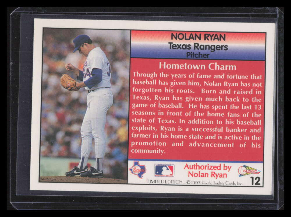 1993 Pacific Ryan Limited White Borders 11 Nolan Ryan Favorite Son 153381