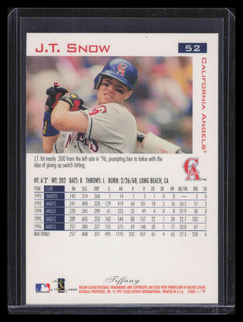 1997 Fleer Tiffany 52 J. T. Snow