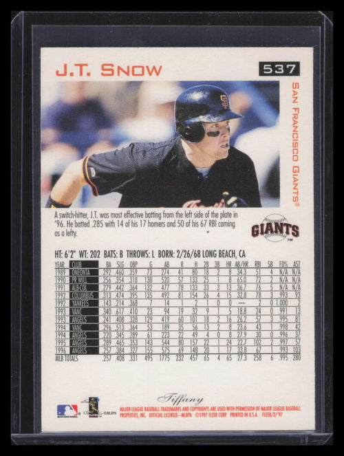 1997 Fleer Tiffany 537 J. T. Snow