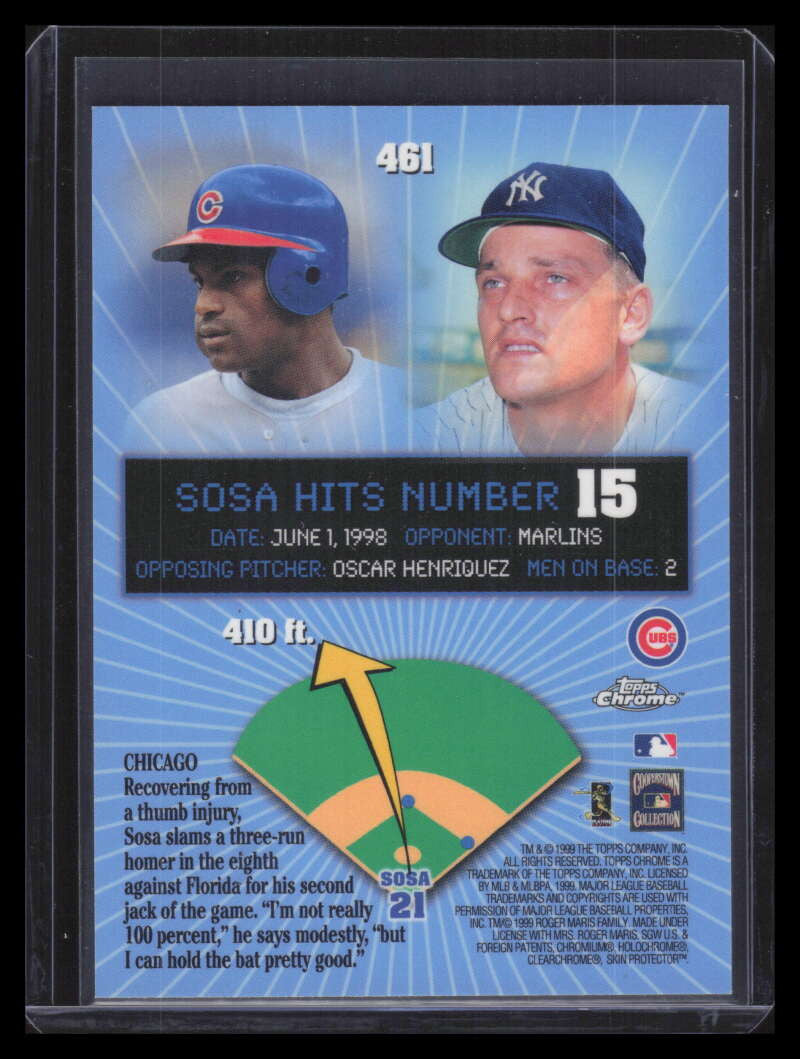 1999 Topps Chrome 461o Sammy Sosa HR 15